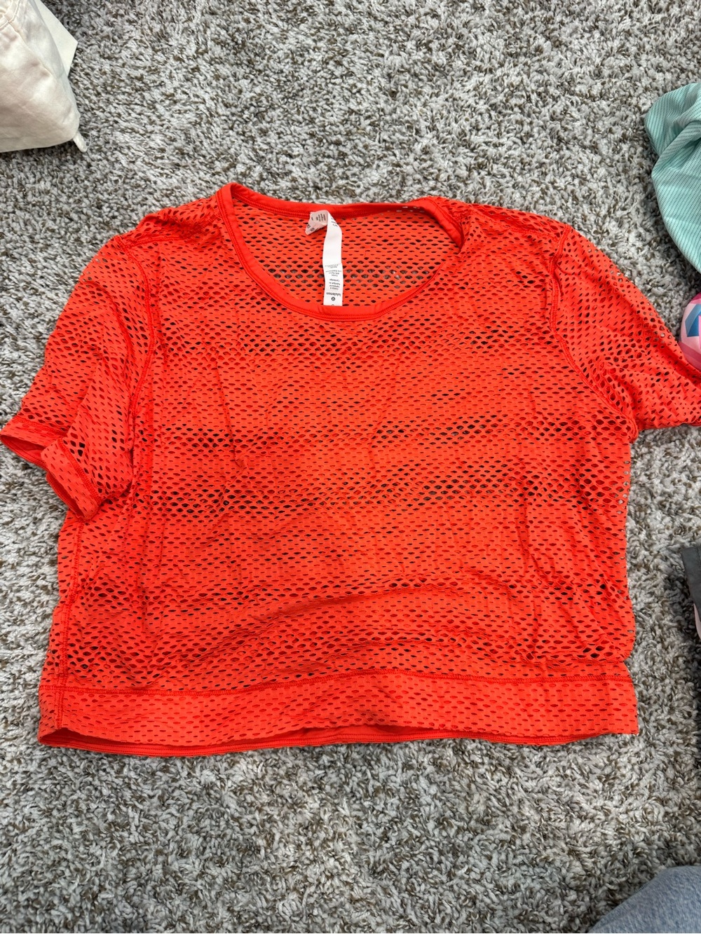 lululemon athletica Bright Red Mesh Short Sleeve Crop Top